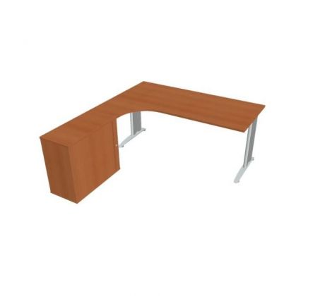Pracovný stôl Flex, ergo, pravý, 180x75,5x200,0 (40x80) cm, čerešňa/kov