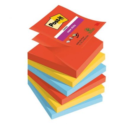 Z-bločky Post-it Super Sticky PLAYFUL, veľkosť 76x76 mm, 6 bločkov po 90 lístkov