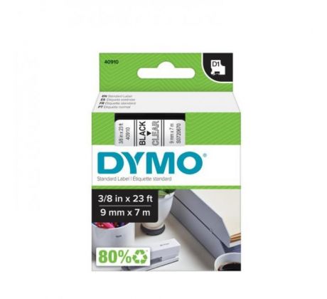 Samolepiaca páska Dymo D1 9 mm číra/čierna