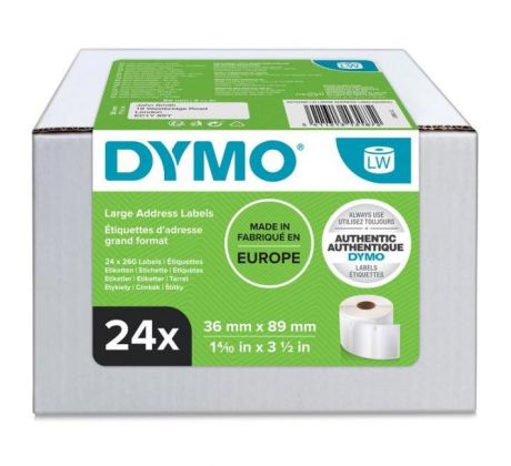 Samolepiace etikety Dymo LW 89x36mm adresné veľké biele 6240ks