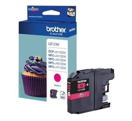 kazeta BROTHER LC-123 Magenta DCP-J4110DW, MFC-J4410DW/J4510DW/J4610DW/J4710DW (600 str.) (LC123M)