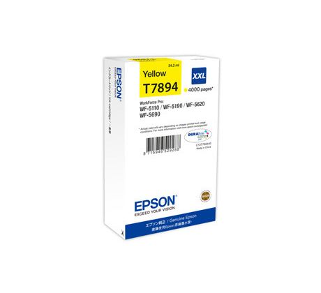 kazeta EPSON WorkForce WF-5620,5690,5190,5000 seria yellow XXL (4000 str.) (C13T789440)