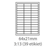 etikety ECODATA Samolepiace 64x21 univerzálne biele 39ks/A4 (100 listov A4/bal.) (ECO-06402100)