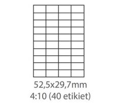 etikety ECODATA Samolepiace 52,5x29,7 univerzálne biele 40ks/A4 (100 listov A4/bal.) (ECO-05202900)