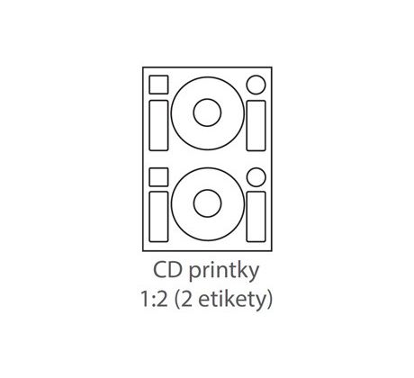 etikety ECODATA Samolepiace 2xCD-KRUH univerzálne biele 2ks/A4 (100 listov A4/bal.) (ECO-2CD-KRUH-100)