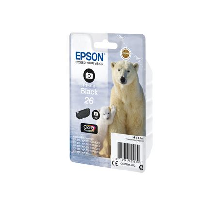 kazeta EPSON XP-600/700 T2611 Singl. 26 Claria Photo Black (200 str.) (C13T261140)