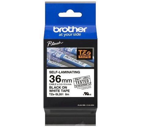 páska BROTHER TZeSL261 čierne písmo, biela páska SELF-LAMINATING Tape (36mm) (TZESL261)