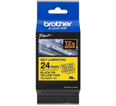 páska BROTHER TZeSL651 čierne písmo, žltá páska SELF-LAMINATING Tape (24mm) (TZESL651)