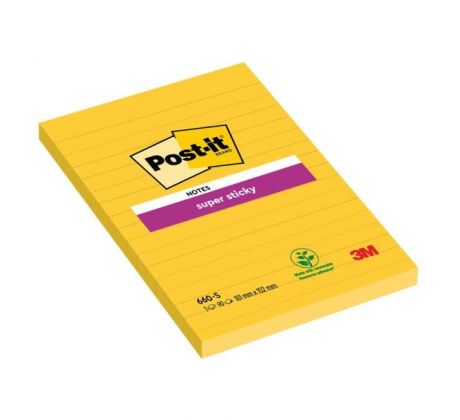 Bloček Post-it Super Sticky, 102x152 mm, žltý, linajky