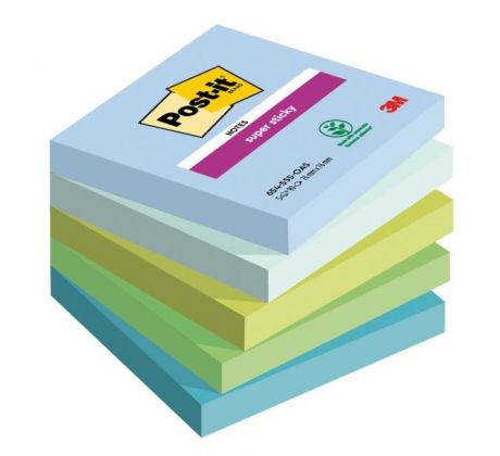 Samolepiaci bloček Post-it Super Sticky OASIS, veľkosť 76x76 mm, 5 bločkov po 90 lístkov