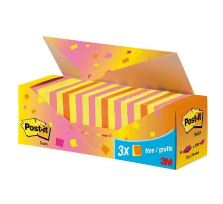 Bločky Post-it Super Sticky, 76x76 mm, mix neónových farieb, zvýhodnené balenie