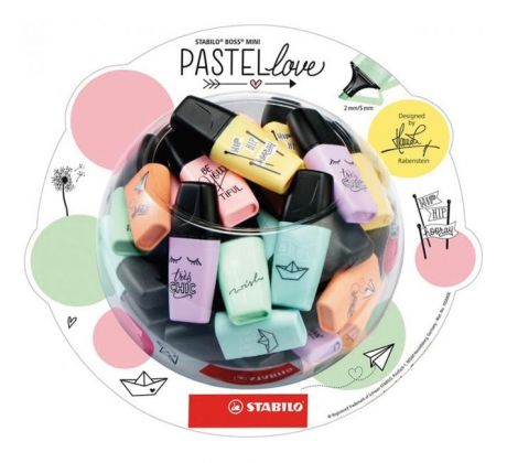 Zvýrazňovač STABILO Boss mini pastel displej 50ks