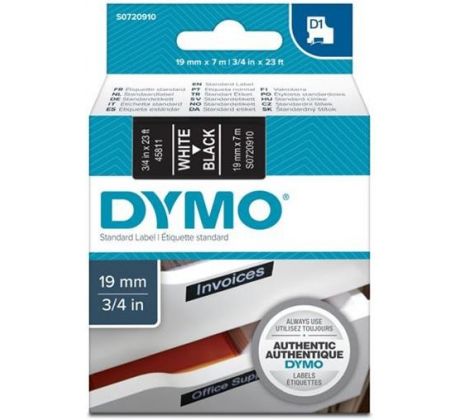 páska DYMO 45811 D1 White On Black Tape (19mm) (S0720910)