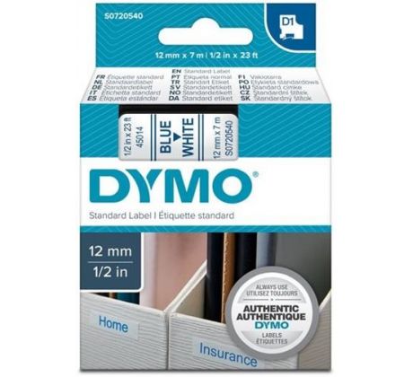 páska DYMO 45014 D1 Blue On White Tape (12mm) (S0720540)