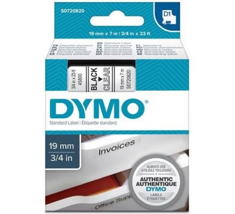 páska DYMO 45800 D1 Black On Transparent Tape (19mm) (S0720820)