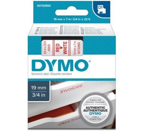 páska DYMO 45805 D1 Red On White Tape (19mm) (S0720850)