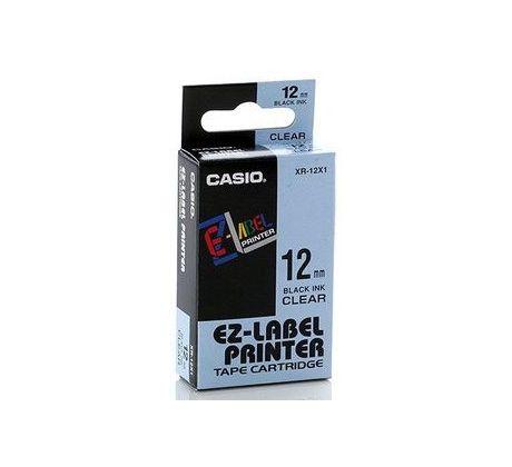 páska CASIO XR-12X1 Black On Transparent Tape EZ Label Printer (12mm) (XR-12X1)