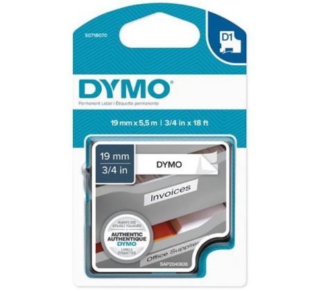 páska DYMO 16960 D1 Black On White Permanent Polyester Tape (19mm) (S0718070)