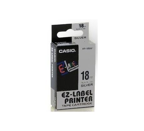 páska CASIO XR-18SR1 Black On Silver Tape EZ Label Printer (18mm) (XR-18SR1)