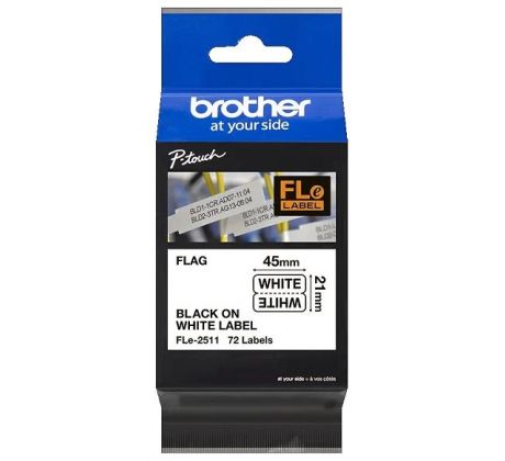 páska BROTHER FLe2511 čierne písmo, biele pred-definované štítky 21x45 Tape (24mm) (FLE2511)