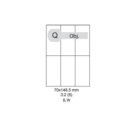 etikety ECODATA Samolepiace 70x148,5 univerzálne biele (1000 listov A4/bal.) (ECO-70x148,5 F)