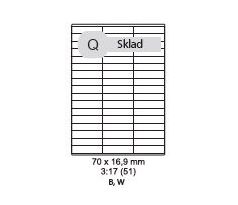 etikety ECODATA Samolepiace 70x16,9 univerzálne biele 51ks/A4 (100 listov A4/bal.) (ECO-07001600)