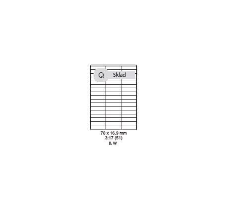 etikety ECODATA Samolepiace 70x16,9 univerzálne biele 51ks/A4 (100 listov A4/bal.) (ECO-07001600)