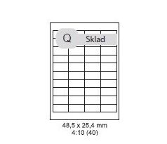 etikety ECODATA Samolepiace 48,5x25,4 univerzálne biele 40ks/A4 (100 listov A4/bal.) (ECO-04802540)