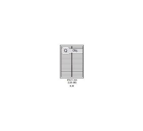 etikety ECODATA Samolepiace 97x11 mm univerzálne biele 50ks/A4 (1000 listov A4/bal.) (ECO-97x11-1000)