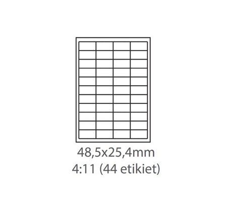 etikety ECODATA Samolepiace 48,5x25,4 univerzálne biele 44ks/A4 (1000 listov A4/bal.) (ECO-04802544F)