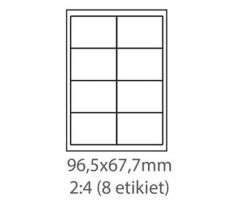 etikety ECODATA Samolepiace 96,5x67,7 univerzálne biele 8ks/A4 (1000 listov A4/bal.) (ECO-09606700F)