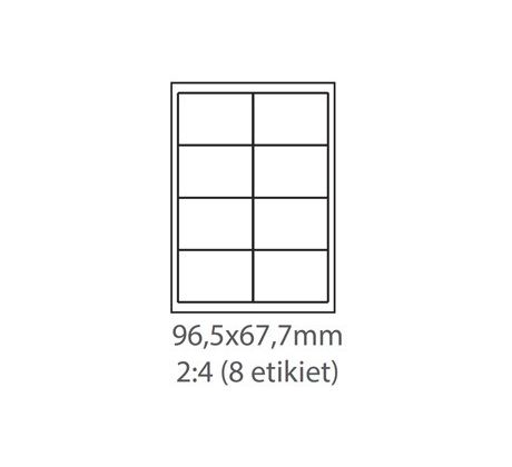 etikety ECODATA Samolepiace 96,5x67,7 univerzálne biele 8ks/A4 (1000 listov A4/bal.) (ECO-09606700F)