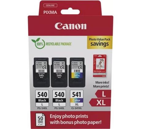 kazeta CANON PG-540 L black (2x) + CL-541 XL color (1x) MG2150/3150 + GP501 10x15 (5224B015)