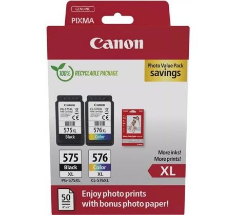 kazeta CANON PG-575 XL black + CL-576 XL color PIXMA TS3550i/TS3551i, PIXMA TR4750i/TR4751i + GP501 10x15 (5437C006)