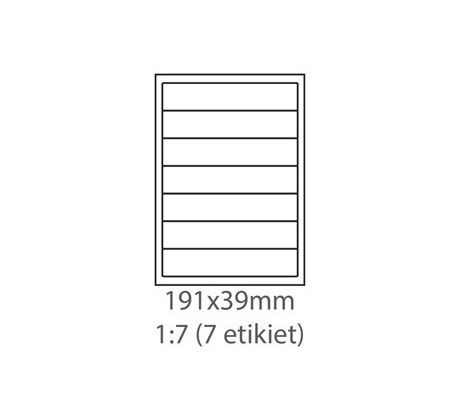 etikety ECODATA Samolepiace 191x39 univerzálne biele 7ks/A4 (100 listov A4/bal.) (ECO-19103900)