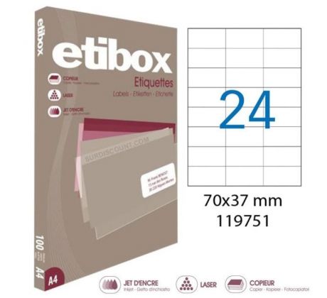 Etikety univerzálne 70x37mm Etibox A4 100 hárkov