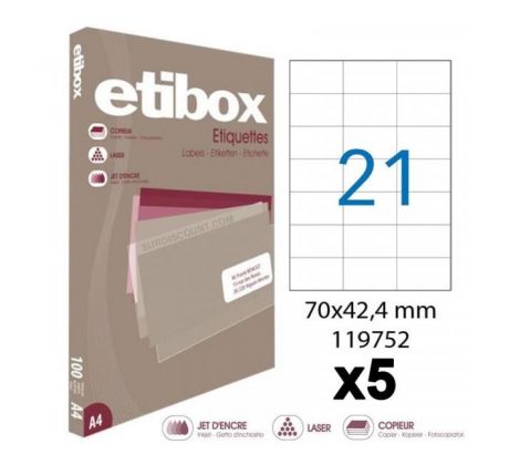 Etikety univerzálne 70x42,4mm Etibox A4 100 hárkov