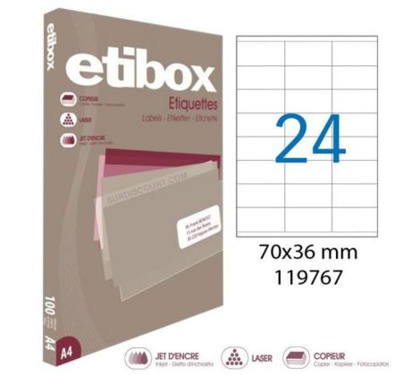 Etikety univerzálne 70x36mm Etibox A4 100 hárkov