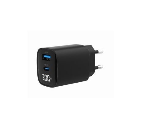 2-port 30W USB fast charger, LCD, black (TA-UC-PDQC30LCD-BK-01)