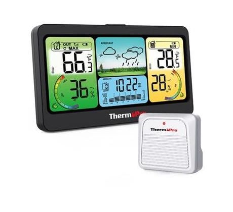 digitálna meteorologická stanica ThermoPro s farebnou obrazovkou a vonkajším senzorom TP-280 (PTS-066)