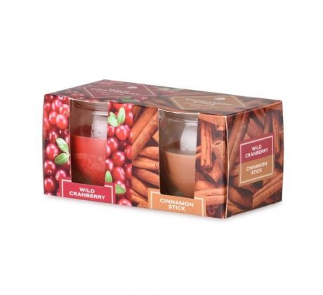 Emocio Sklo 65x63 mm 2 ks v krabičke Wild Cranberry & Cinnamon Stick, vonná sviečka