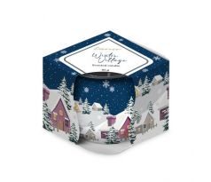 Emocio Sklo Dekor 70x62 mm Winter Village (Snowflakes), vonná sviečka