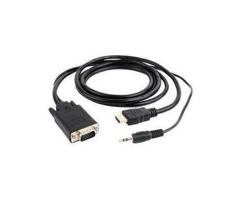 HDMI to VGA and audio adapter cable, single port, 1.8 m, black (A-HDMI-VGA-03-6)