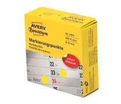 Etikety kruhové 10mm Avery žlté v dispenzore