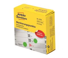 Etikety kruhové 19mm Avery zelené v dispenzore