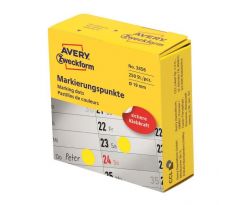 Etikety kruhové 19mm Avery žlté v dispenzore