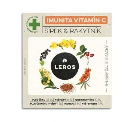 Čaj LEROS bylinný Natur Imunita Vitamín C šípka & rakytník HB 10 x 1,5 g