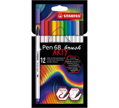 Sada STABILO Pen 68 Brush Arty 12ks