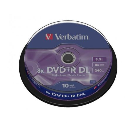 Verbatim DVD+R 8x DL 8,5GB cake 10 ks